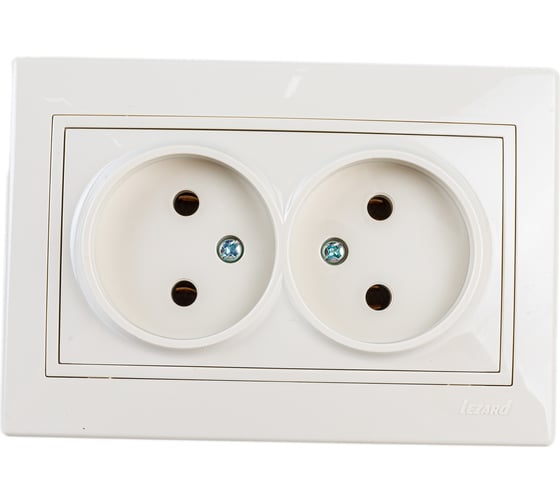 Изображение товара Двойная розетка LEZARD MIRA б/ з керамика крем со вставкой 701-0303-128