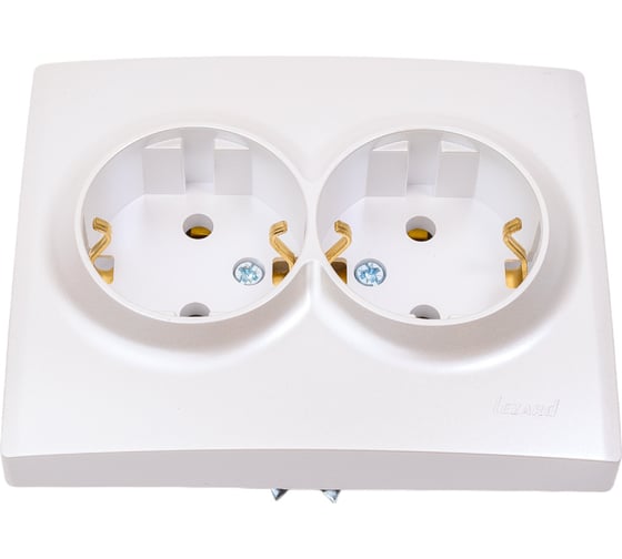 Изображение товара Двойная розетка LEZARD KARINA с/ з керамика жемчужно-белый перламутр 707-3000-127