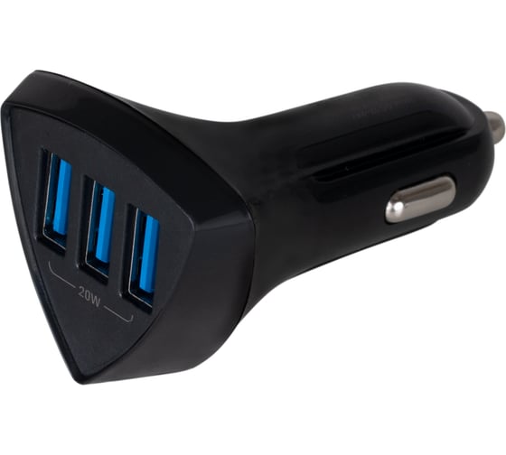 Изображение товара Зарядное устройство SKYWAY адаптер 12/24v, 20w, usbx3 (qc) треугольный, черный S04601019
