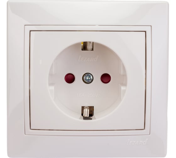 Изображение товара Розетка LEZARD MIRA с защитой от детей керамика белый с белой вставкой 701-0202-124