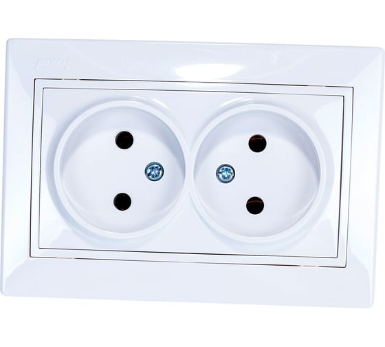 Изображение товара Двойная розетка LEZARD MIRA б/ з керамика белый с белой вставкой 701-0202-128