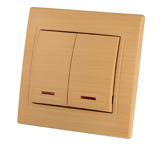 Изображение товара Двойной выключатель с подсветкой LEZARD MIRA ясень 701-4747-112