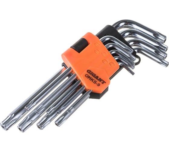 Изображение товара Набор шестигранных ключей TORX с отверстием 9 шт Gigant, Т10-Т50, GHKS-9