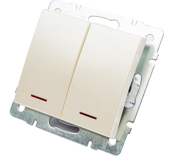 Изображение товара Двойной выключатель с подсветкой LEZARD RAIN жемчужно-белый перламутр 703-3088-112