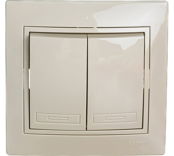 Изображение товара Двойной выключатель LEZARD MIRA крем со вставкой 701-0303-101