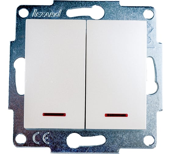 Изображение товара Двойной выключатель с подсветкой LEZARD KARINA жемчужно-белый перламутр 707-3088-112