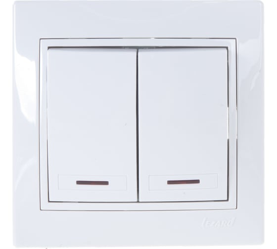 Изображение товара Двойной выключатель с подсветкой LEZARD MIRA белый с белой вставкой 701-0202-112