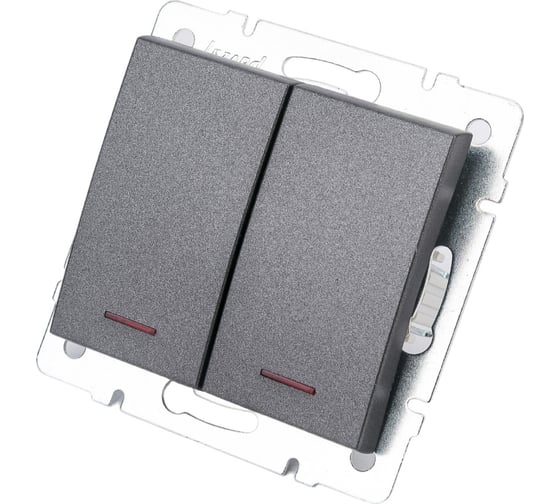 Изображение товара Двойной выключатель LEZARD RAIN с подсв-й цв. черный графит матовый 703-4188-112