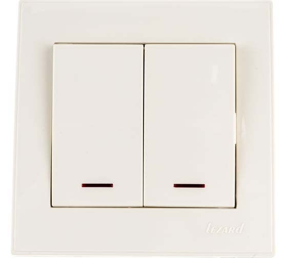Изображение товара Двойной выключатель с подсветкой LEZARD RAIN крем 703-0303-112