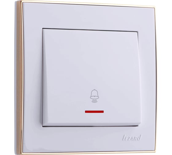 Изображение товара Проходной выключатель с подсветкой LEZARD RAIN белый с бок. вст. Золото 703-0226-114