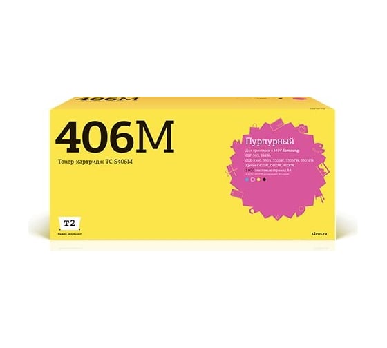Изображение товара Картридж T2 (CLT-M406S/M406S/406S) для Samsung CLP-365, CLX-3300, 3305, Xpress C410 (1000 стр.) пурпурный, с чипом TC-S406M