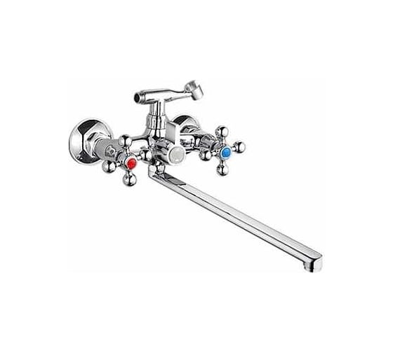 Изображение товара Двуручный универсальный смеситель Ligeya L2361 с плоским изливом 40F и переключателем для душа ТТ000014645