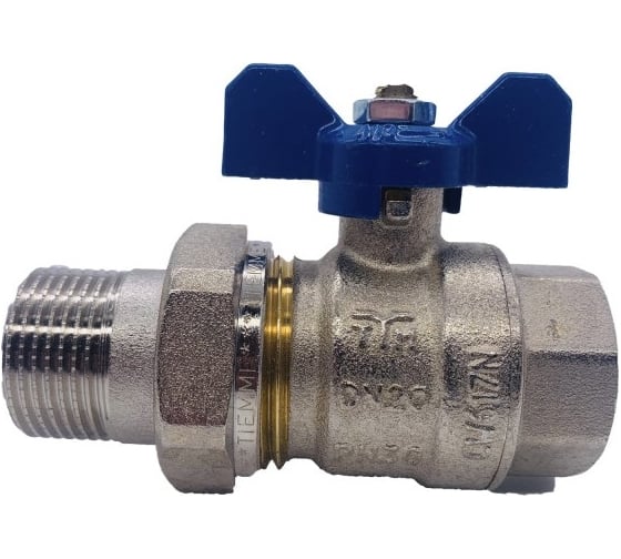 Изображение товара Кран Tiemme 3/4" шаровой со сгоном (синяя бабочка) 2120063/2121B2805