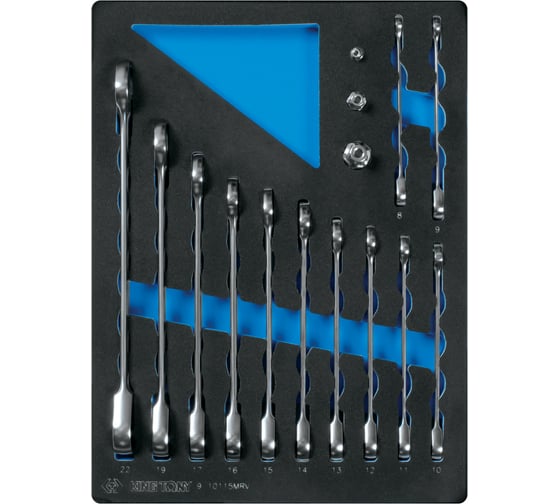 Изображение товара Набор трещоточных комбинированных ключей KING TONY ложемент, 15 предметов 9-10115MRV