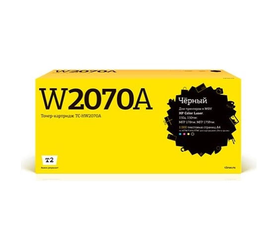 Изображение товара Картридж T2 (W2070A) для HP Color Laser 150a, 150nw, MFP 178nw, MFP 179fnw (1000 стр.) черный, с чипом TC-HW2070A