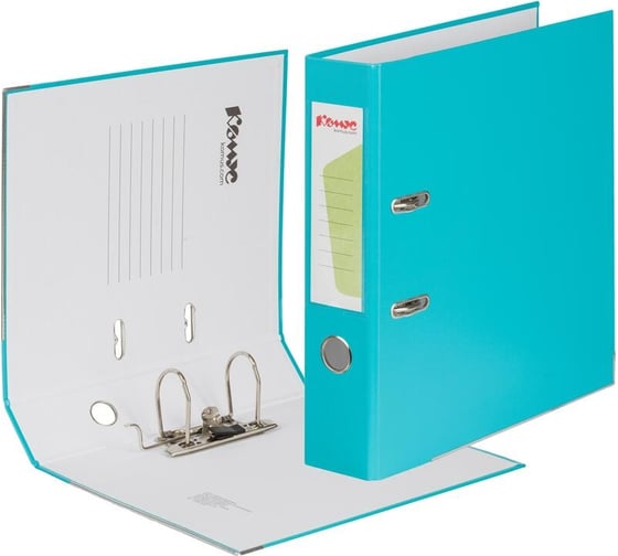 Изображение товара Папка-регистратор Комус экономи 75 мм, бирюзовый тиффани, пбп1, карм.кор, мет.уг 956259