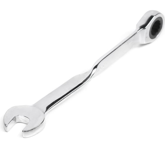 Изображение товара Комбинированный трещоточный удлиненный ключ 15х15 с изогнутой рукояткой хром HORTZ HOR 121241