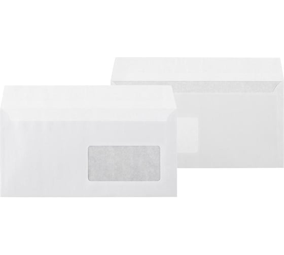 Изображение товара Конверт Комус белый Е65 стрип 110x220 мм, 80 г, прав.окно 50 штук 1152437