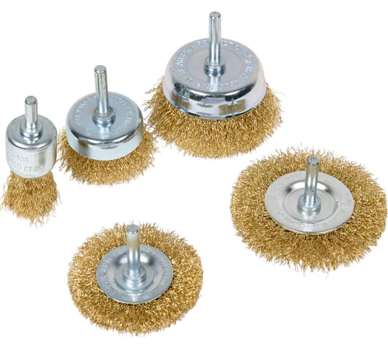 Изображение товара Набор щеток зачистных для дрели, 5 шт., 25/50/75/60/75 мм АвтоDело 44022 11371