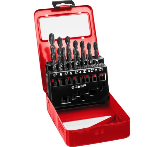 Изображение товара Набор сверл по металлу ЗУБР Мастер быстрорежущая сталь Р4М2, класс В, мет. бокс, 19 шт, 1-10 мм 29605-H19