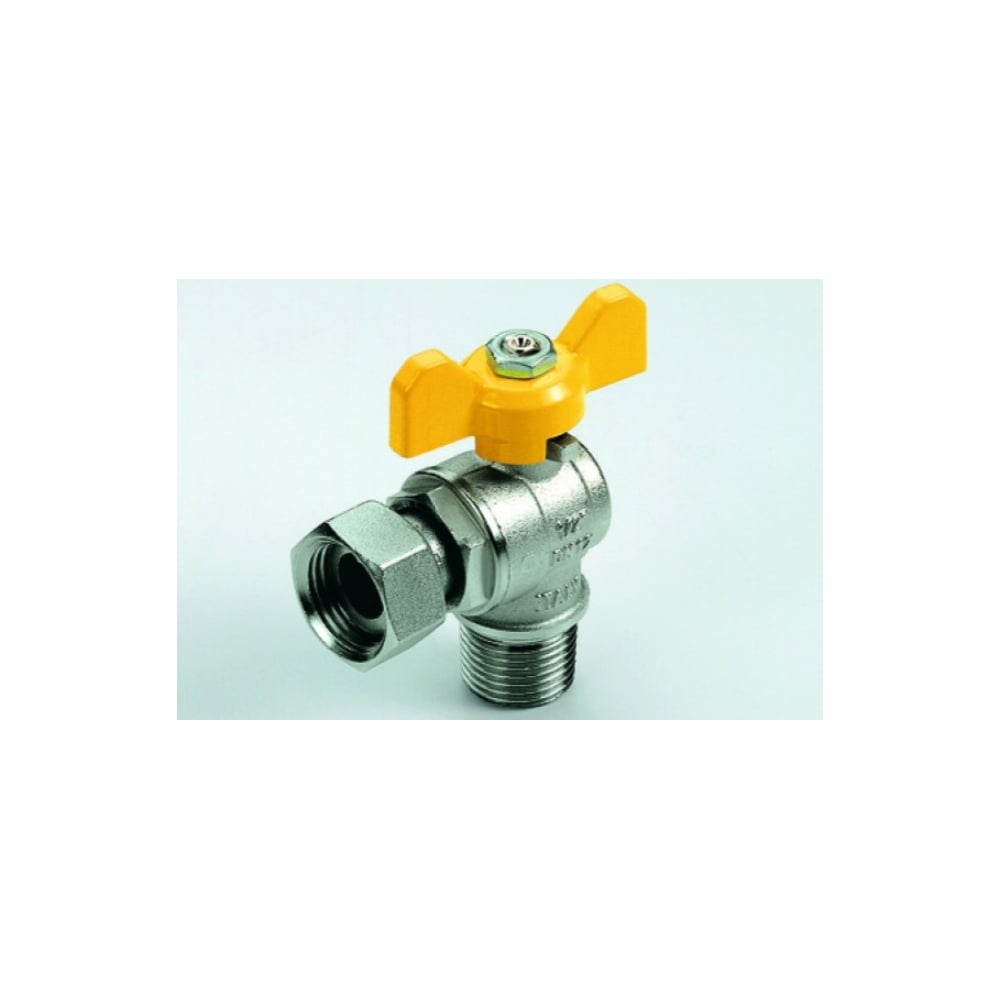 Газовый угловой кран Tiemme с накидной гайкой 1/2"x3/4" НВ шаровой 2220005/2224G0705