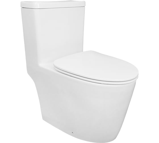 Изображение товара Напольный унитаз Creo Ceramique ONE ON0101 безободковый, моноблок, в комплекте с быстросъемным сиденьем микролифт 00086044