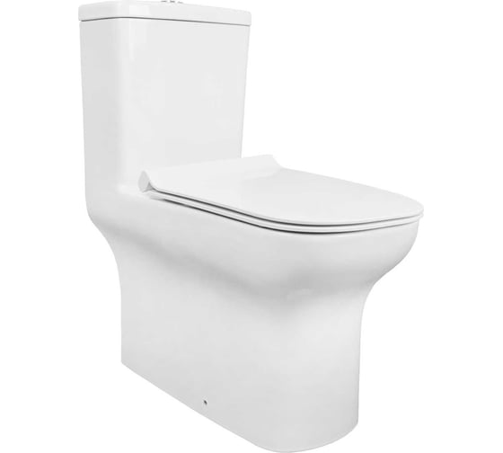 Изображение товара Напольный унитаз Creo Ceramique ONE ON0102 безободковый, моноблок, в комплекте с быстросъемным сиденьем микролифт 00086045