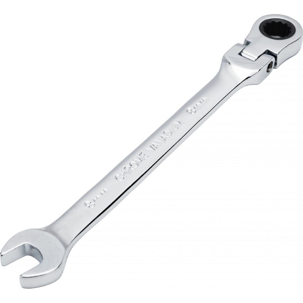 Комбинированный трещоточный шарнирный ключ 8мм на держателе эврика er-61008h - фото 1
