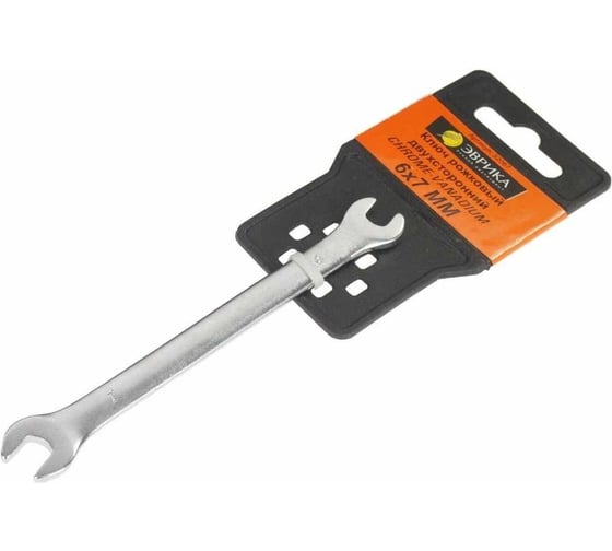 Изображение товара Ключ рожковый Эврика 6х7мм Chrome vanadium на держателе сатинированный ER-32067