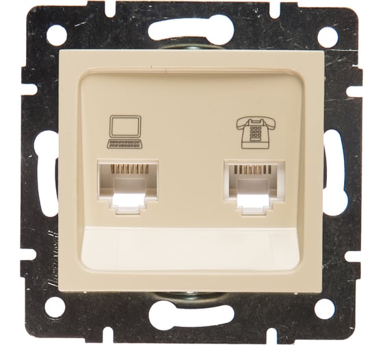 Изображение товара Розетка LEZARD KARINA компьютер+телефон крем 707-0388-143