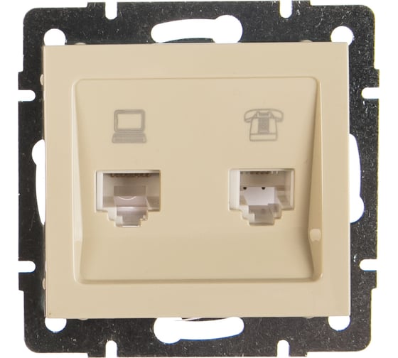 Изображение товара Розетка LEZARD RAIN компьютерная + телефон крем 703-0388-143