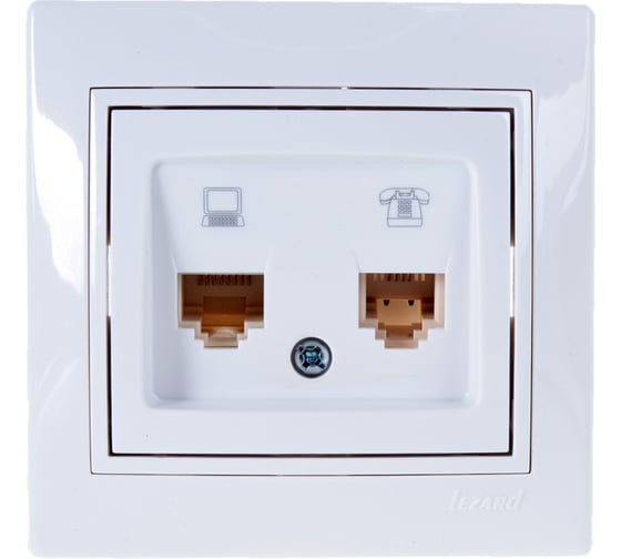Изображение товара Розетка LEZARD MIRA компьютер+телефон белый с белой вставкой 701-0202-143