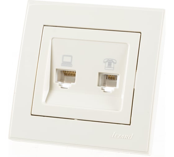 Изображение товара Розетка LEZARD RAIN компьютер+телефон крем 703-0303-143
