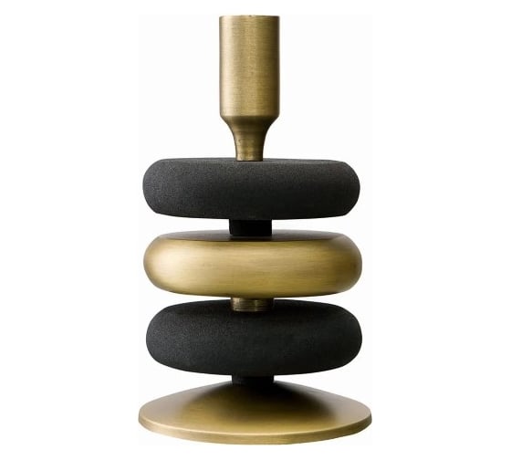 Изображение товара Подсвечник Bergenson Bjorn Stone, 20 см, черный/античная латунь BB0000194