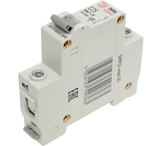 Изображение товара Автоматический выключатель ЭРА SIMPLE ВА 47-29 1P 25А C 4,5кА Б0039222