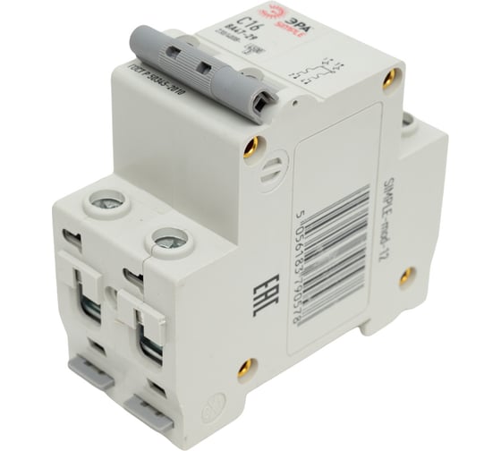 Изображение товара Автоматический выключатель ЭРА SIMPLE ВА 47-29 2P 16А C 4,5кА Б0039229