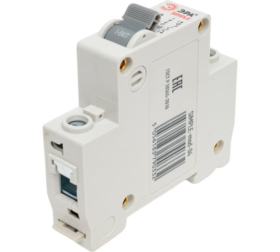 Изображение товара Автоматический выключатель ЭРА SIMPLE ВА 47-29 1P 20А C 4,5кА Б0039221