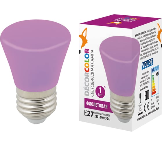 Изображение товара Декоративная светодиодная лампа Volpe LED-D45-1W/PURPLE/E27/FR/С BELL UL-00005644