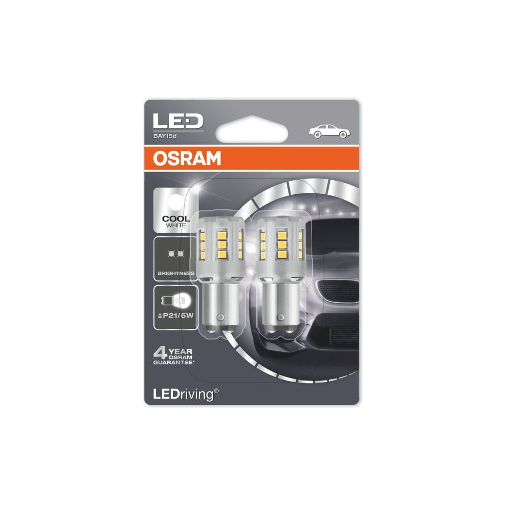 фото Автолампа osram p21/5w bay15d led standart cool white блистер, 2 шт. 12v 1458cw-02b