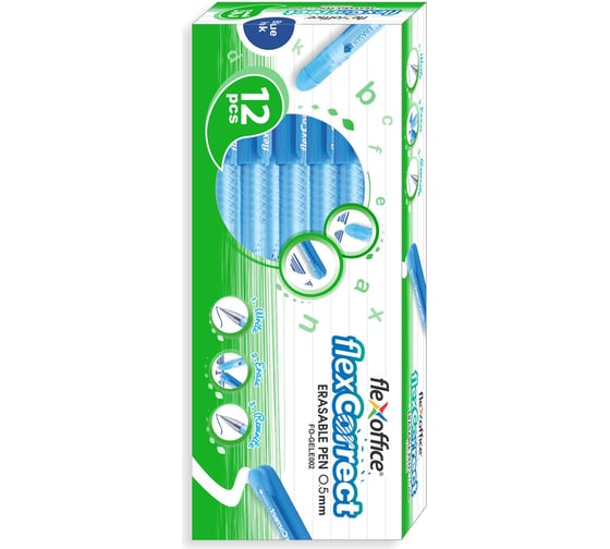 Изображение товара Ручка гелевая Flexoffice пиши-стирай синяя с ластиком, 12 шт FO-GELE002 BLUE