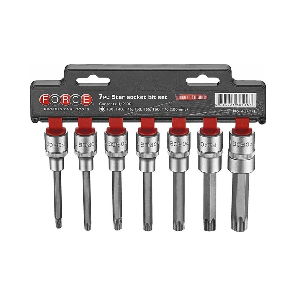 Изображение товара Набор бит TORX T30-T70 L=100 мм 7 предметов FORCE 40717L для ремонта и сборки