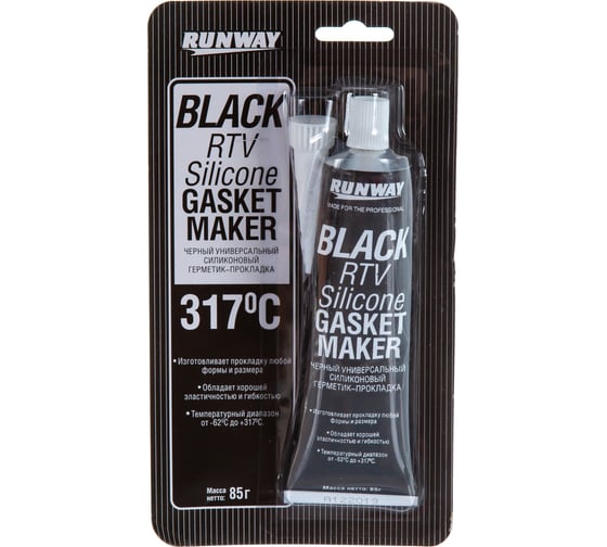 Изображение товара Силиконовый высокотемпературный герметик RUNWAY RW8501 черный, 85 г 54978