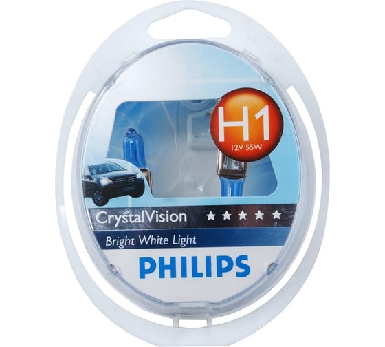 Изображение товара Автолампа PHILIPS H1 55 P14.5s CRISTAL VISION 4300K 2шт+2шт W5W 12V, 1,5,30 HIT 12258CVSM
