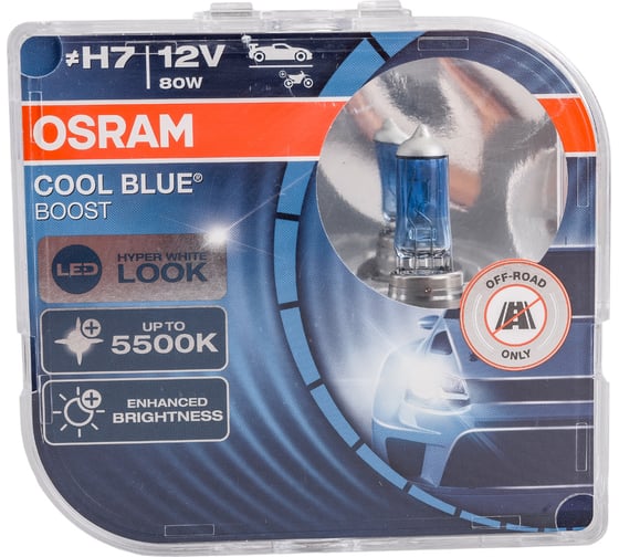 Изображение товара Автолампа Osram H7 80 PX26d +50 BLUE BOOST 5000K, 2шт 12V ,1,10 62210CBB-HCB