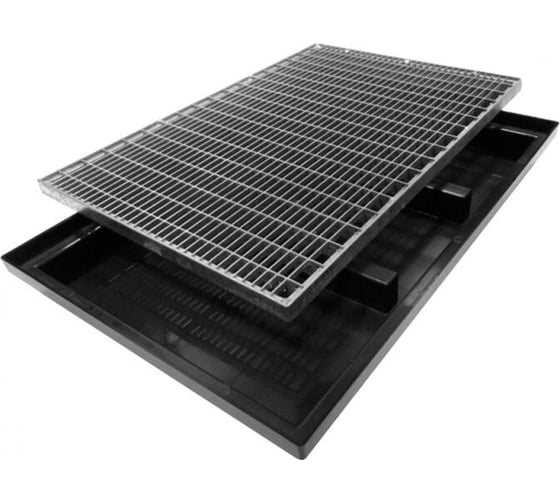 Изображение товара Стальная решетка стальная Gidrolica ячеистая оцинкованная с поддоном 390x590 мм 315301