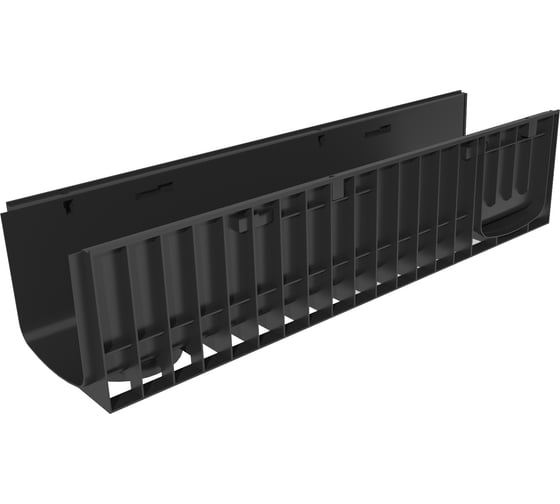 Изображение товара Пластиковый лоток Gidrolica dn200 h238 с чугунной щелевой решёткой и крепежом класс с250 822524