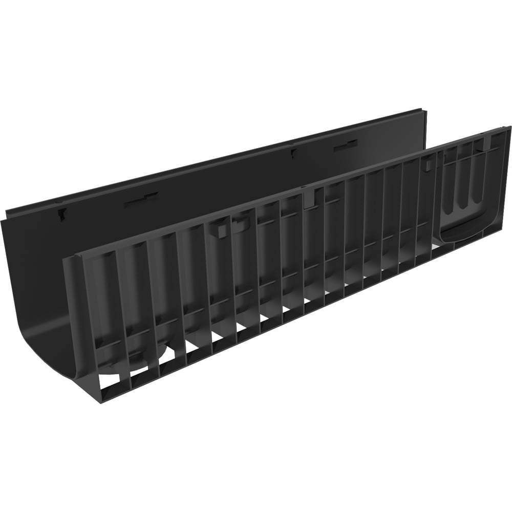 Изображение товара Пластиковый лоток Gidrolica DN200 H235 мм с чугунной решеткой и крепежом