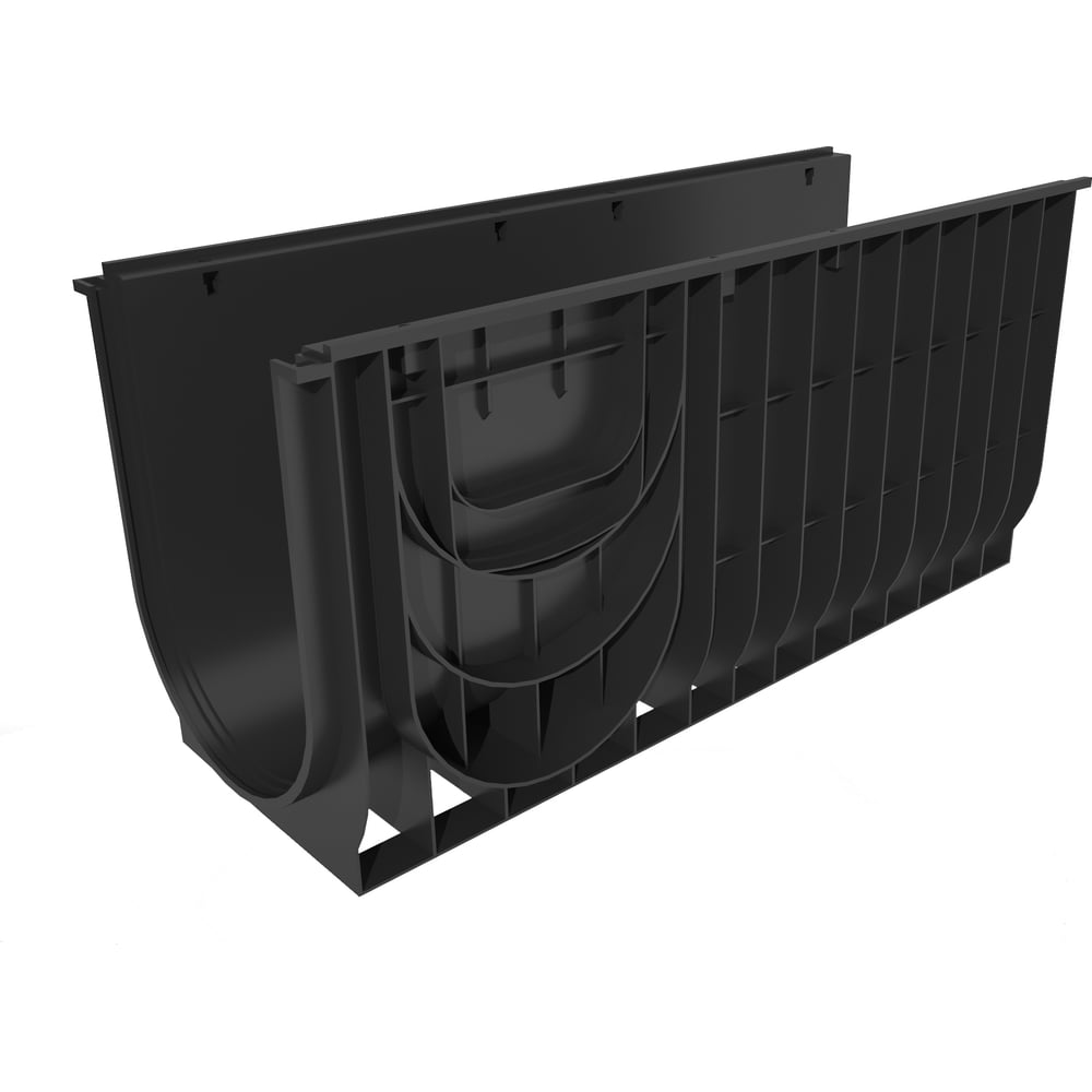 Изображение товара Пластиковый лоток Gidrolica dn300 h480 мм с чугунной решеткой и крепежом