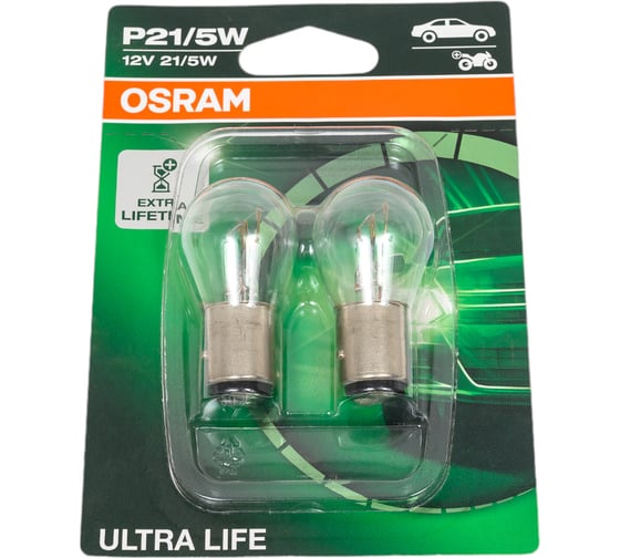 Изображение товара Автолампа Osram P21,5W BAY15d ULTRA LIFE, 2шт 12V ,1,10 7528ULT-02B