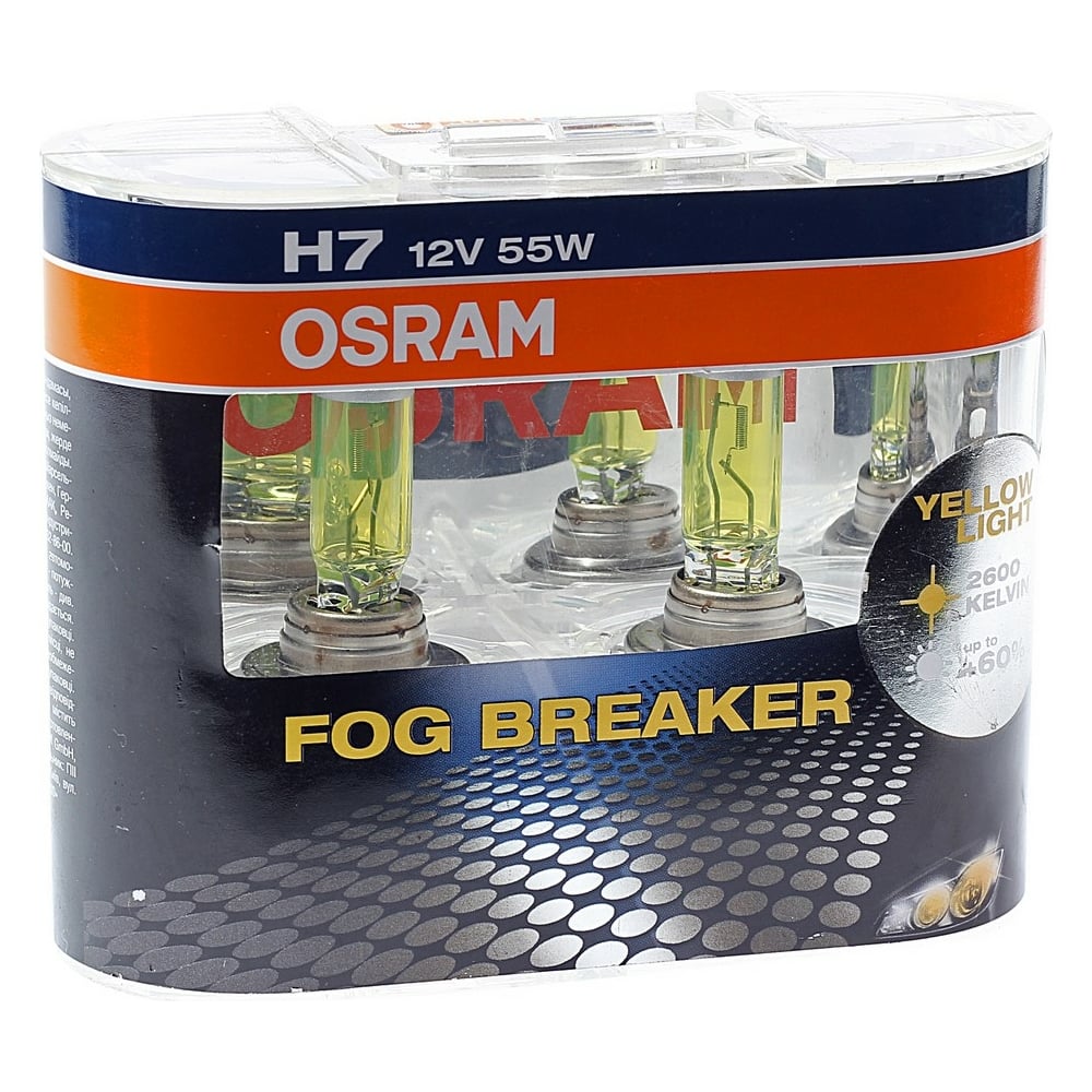 фото Автолампа osram h7 55 px26d fog 2600k, 2 шт. 12v, 1, 10 62210fbr-hcb